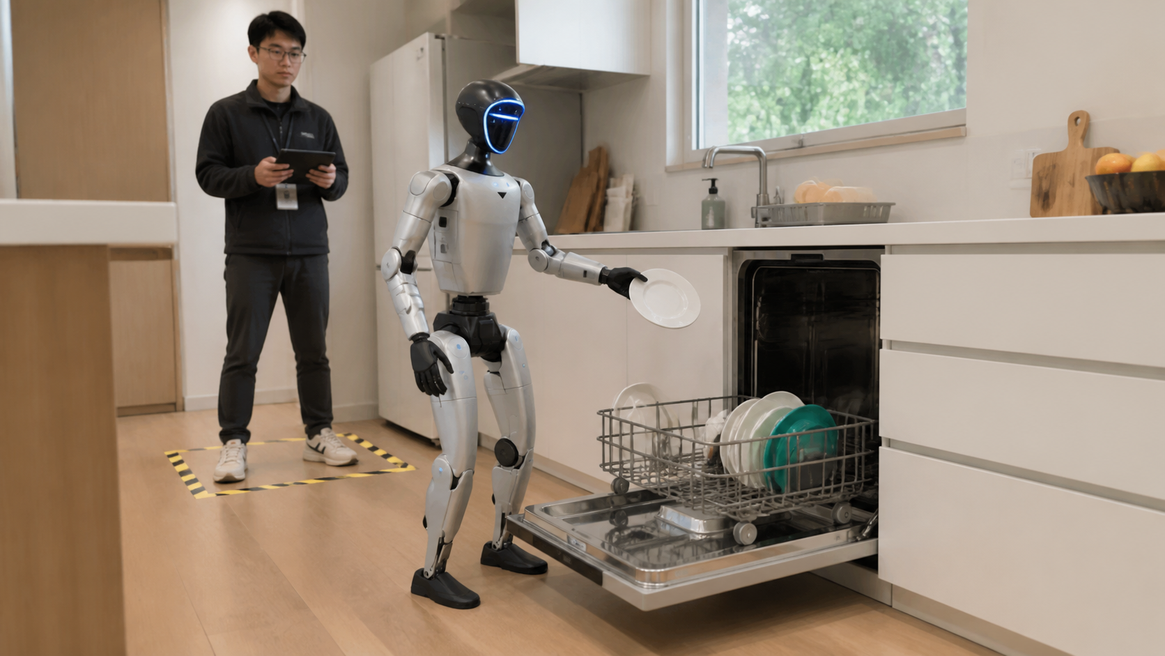 Unitree G1 in a controlled kitchen test